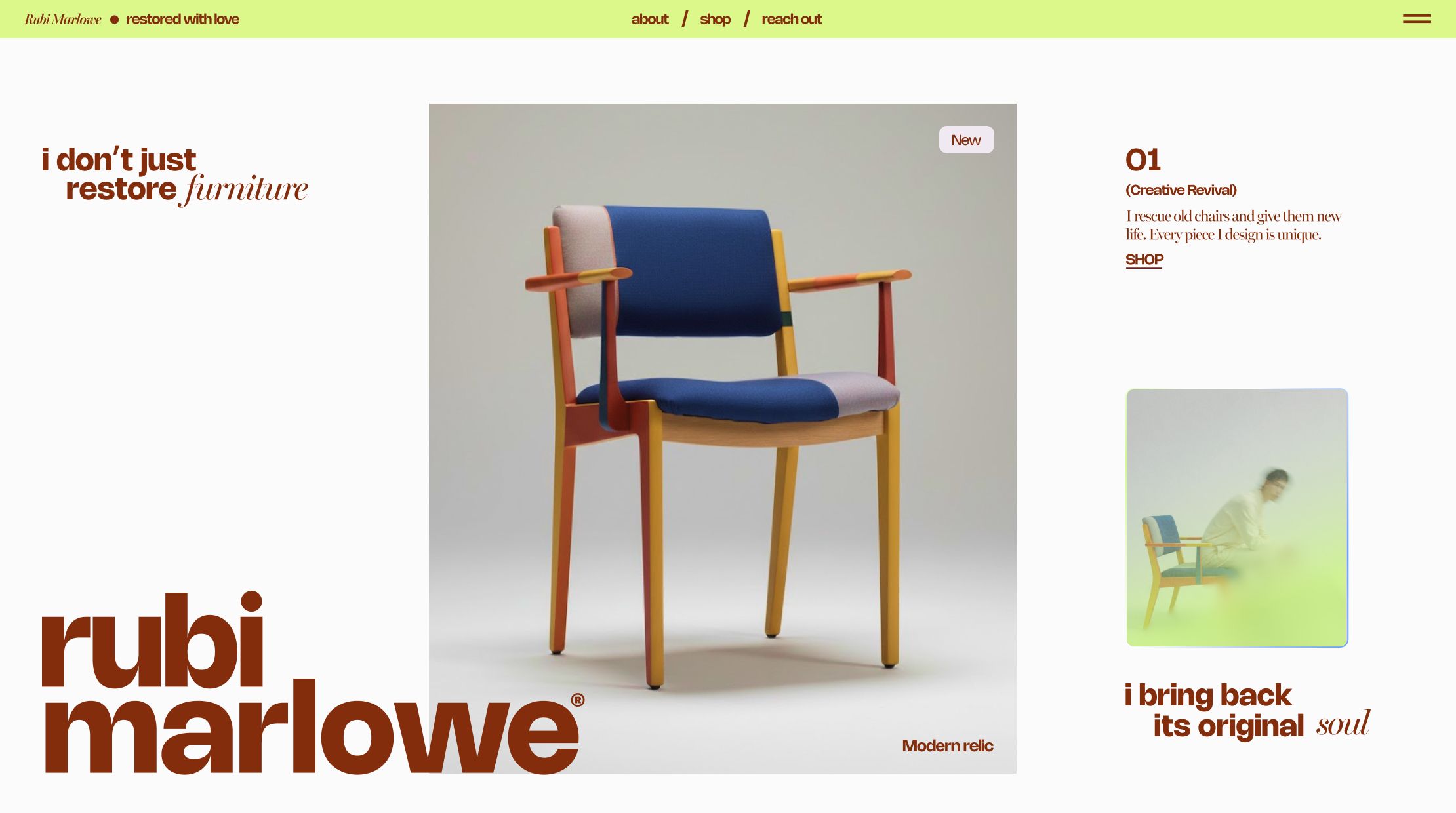 Hero section of a homepage built with Wix’s website builder®168体彩®澳洲的体彩幸运五官网记录查询号码超准 for a furniture store, showcasing a designed chair.