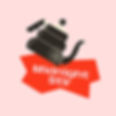 A retro-style logo for "Midnight Stir" featuring a textured black kettle tilting over a jagged red shape, with white bold text on a pink background.
